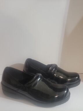 Air Flex Black Glitter Patent Slip-on Clogs Size10